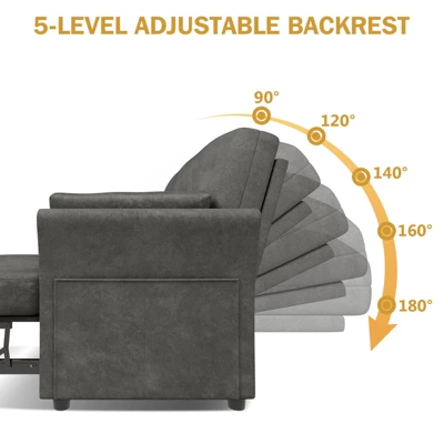Dyonery 3-in-1 Pull Out Sleeper Sofa With Reclining Backrest & Side Pocket Chenille Convertible Sofa Bed For Living Room,Apartment,Tool-Free Assembly 2 Dyonery 3-in-1 Pull Out Sleeper Sofa With Reclining Backrest & Side Pocket Chenille Convertible Sofa Bed For Living Room,Apartment,Tool-Free Assembly - Image 2