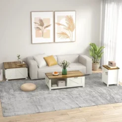 HOMCOM Farmhouse Coffee Table With Storage, Large Square Coffee Table For Living Room Furniture, Wooden Center Table With Flip-Top Lid -Baxton Studio Shop GUEST 7dcff92f 97f4 4b3b a2e9 5577bc1784c3