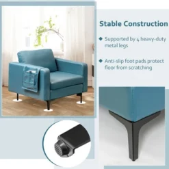 Costway Modern Leathaire Fabric Accent Armchair Single Sofa W/ Side Storage Pocket -Baxton Studio Shop GUEST 7dd11e0d c5fb 430a 9db7 69f6235e0e06