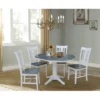 36" Valerie Round Extendable Dining Table With 4 Chairs White/Heather Gray - International Concepts