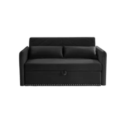 55" Pull Out Sleeper Sofa Bed, Velvet Upholstered Loveseat Sofa Couches With Lumbar Pillows-ModernLuxe -Baxton Studio Shop GUEST 7e300c5f 11cf 4324 8762 a25680e2401f