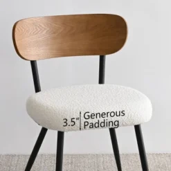 Dining Chairs Set Of 4, Armless Side Chairs With Black Metal Legs, Cream Boucle Seats And Curved Backrest For Dining Room-Maison Boucle 15 Dining Chairs Set Of 4, Armless Side Chairs With Black Metal Legs, Cream Boucle Seats And Curved Backrest For Dining Room-Maison Boucle -Baxton Studio Shop GUEST 7e3cc066 924a 41d2 b68e b48644a3375a