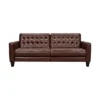 81" Wesley Genuine Leather Power Footrest Tuxedo Arm Sofa - Armen Living