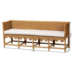 Bali & Pari Seranay Scallop Rattan Long Dining Bench Light Honey -Baxton Studio Shop GUEST 7e63ce6b 2b99 4f24 8568 67c799bd64e4