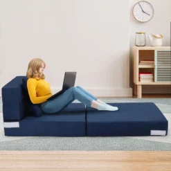 Convertible Folding Sofa Bed, Futon Sleeper Chair With Pillow, High-Density Memory Foam Sofa Bed, Foldable Mattress