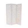 Farmhouse Wood Carved Room Divider Screen White - Olivia & May