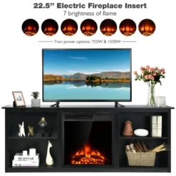 Costway 70'' 2-Tier TV Fireplace Stand W/22.5'' Electric Fireplace Up To 75'' -Baxton Studio Shop GUEST 7efd1b77 516d 49ca 9a0a b20e65ef375b