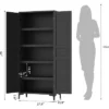 Coucheta Tall Kitchen Pantry Cabinet, 5 Tier Freestanding Cabinet With 2 Doors And Adjustable Shelves For Kitchen, Dining Room, Bathroom，black