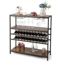 MOEPISY 5 Tier Wine Rack With Glasses Holder -Baxton Studio Shop GUEST 7faabf02 f8f6 49ae b34f 3a5f512629b1