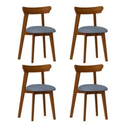 Costway Wood Dining Chairs Set Of 2/4 With Rubber Wood Frame Padded Seat & Curved Backrest -Baxton Studio Shop GUEST 7ffec070 c59e 4235 b48e 00e439981193