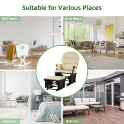 Costway Wood Glider & Ottoman Cushion Set Baby Nursery Rocking Chair -Baxton Studio Shop GUEST 80040436 d21e 4609 8c2d 8c270f0f4d2d