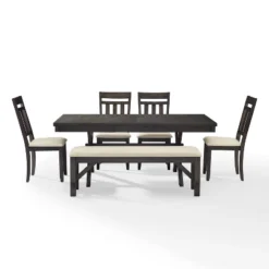 Hayden 6pc Extendable Dining Set With Bench And 4 Slat Back Chairs Slate - Crosley 23 Hayden 6pc Extendable Dining Set With Bench And 4 Slat Back Chairs Slate - Crosley -Baxton Studio Shop GUEST 80041663 c73e 46c4 b6da a0f28d3ea81f