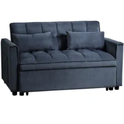TiramisuBest 2-Seater Convertible Velvet Loveseat Sofa Bed – Pull-Out Sleeper Couch With Side Pocket, Adjustable Backrest & Scroll Arm Design,Gray 25 TiramisuBest 2-Seater Convertible Velvet Loveseat Sofa Bed – Pull-Out Sleeper Couch With Side Pocket, Adjustable Backrest & Scroll Arm Design,Gray -Baxton Studio Shop GUEST 804792e0 341c 43ff a202 999007950df6