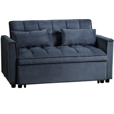 TiramisuBest 2-Seater Convertible Velvet Loveseat Sofa Bed – Pull-Out Sleeper Couch With Side Pocket, Adjustable Backrest & Scroll Arm Design,Gray 12 TiramisuBest 2-Seater Convertible Velvet Loveseat Sofa Bed – Pull-Out Sleeper Couch With Side Pocket, Adjustable Backrest & Scroll Arm Design,Gray - Image 12