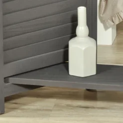 HOMCOM 4 Panel 67" Tall Wood Privacy Screen Room Divider With 3 Display Shelves, And Folding Storage For Bedroom Or Home Office, Gray 8 HOMCOM 4 Panel 67" Tall Wood Privacy Screen Room Divider With 3 Display Shelves, And Folding Storage For Bedroom Or Home Office, Gray -Baxton Studio Shop GUEST 806b1cba 920d 4f9a a19c af404c826fd5