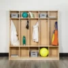 Emma And Oliver Wood 5 Section School Coat Locker With Bench, Cubbies And Storage Organizer Hook