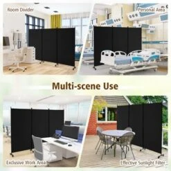 Costway 3-Panel Folding Room Divider 6Ft Rolling Privacy Screen WithLockable Wheels Black/Brown/Grey/White 19 Costway 3-Panel Folding Room Divider 6Ft Rolling Privacy Screen WithLockable Wheels Black/Brown/Grey/White -Baxton Studio Shop GUEST 80a1f4f3 fe79 4518 a614 2e0b694d538b
