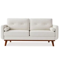 65" Loveseat Sofa, Mid Century Modern Couch Comfy Love Seat Couches, 2 Seater Deep Seat Couch Linen Upholstered Couches For Bedroom Small Space -Baxton Studio Shop GUEST 80e01090 0d1f 4e9f a0c7 7a58ed4accdd