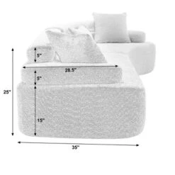 139"W 4-Seater Sectional Sofa Sleeper Sofa Bed With ARC Armrests, Double Backrests And Pillows, No Assembly Required-ModernLuxe -Baxton Studio Shop GUEST 80ef2b8c 80ba 4a43 8293 f877cc46756b