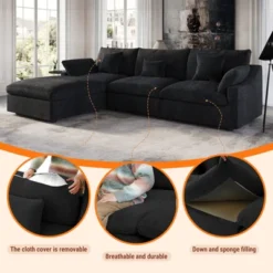 Cloud Couch Modular Sectional Sofa,119.29" U Shaped Couch, Oversized Down Filled Convertible Wide Seater,3 Seater With 2 Ottomans For Living Room Set -Baxton Studio Shop GUEST 80f23973 276a 4e54 aca5 6a0e10422ca4