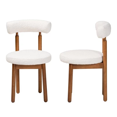 Baxton Studio 2pc Edric Boucle Fabric And Wood Dining Chair Set 3 Baxton Studio 2pc Edric Boucle Fabric And Wood Dining Chair Set - Image 3