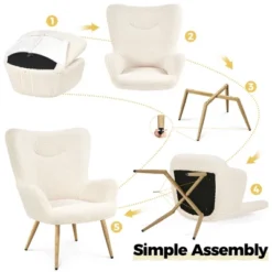 Yaheetech Boucle Accent Chair With Wood-tone Metal Legs Ivory -Baxton Studio Shop GUEST 814326fc 845e 4282 a9f9 82c83987358e