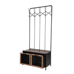 Hall Tree Coat Rack With Storage Drawers Black - Olivia & May -Baxton Studio Shop GUEST 816f4a7c 2edc 4649 9438 b15801be5158