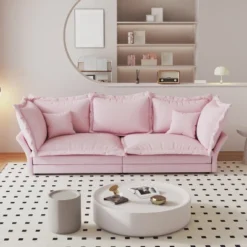 90.55" Modern Sofa Couch, Comfy Upholstered Deep Seat Sofa With Pillows, Convertible Loveseat For Living Room Bedroom Apartment Office -Baxton Studio Shop GUEST 8175b7a4 6c22 42e1 b3e9 2cba20b3d749