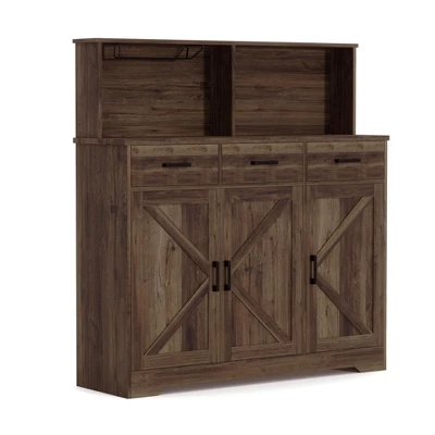 Farmhouse Sideboard Buffet Cabinet With Microwave Stand – Barn Doors, Drawers & Shelves 7 Farmhouse Sideboard Buffet Cabinet With Microwave Stand – Barn Doors, Drawers & Shelves - Image 7