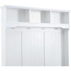 Acekool Hall Tree With Storage, Entryway Bench, Coat Rack, Shoe Cabinet & 4 Hooks, Cushioned Mudroom Organizer, 47.2"W White -Baxton Studio Shop GUEST 81953cf4 509b 4c32 9fa2 4def0cd43a80