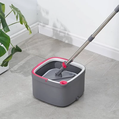 True & Tidy TrueClean Spin Mop & Bucket System With Silicone Sweeper 2 True & Tidy TrueClean Spin Mop & Bucket System With Silicone Sweeper - Image 2