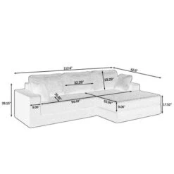TiramisuBest 108" L Shape Modular Sectional Sofa Corduroy Compressed Couch Left/Right Seat Unfolds Queen Bed Living Room Bedroom Space Saver -Baxton Studio Shop GUEST 820528b6 0e6a 4b91 a1bc 1b748d3c317b