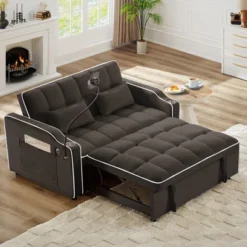 ORRD Foldable Double Seat Recliner Sofa Bed, Velvet Pull-Out Sleeper With USB Port & Side Pockets 13 ORRD Foldable Double Seat Recliner Sofa Bed, Velvet Pull-Out Sleeper With USB Port & Side Pockets -Baxton Studio Shop GUEST 8207b40e 1d5f 458c ac6e ea389e4f4c3d