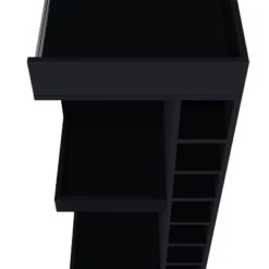 Gulches Lamer Corner Bar Cabinet Black 12 Bottle Wine Rack, Open Shelves, Scratch Resistant Surface, Compact Design -Baxton Studio Shop GUEST 82081a77 173c 42af 83ec b280fffd865f