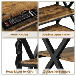 Yaheetech 55 Inch Industrial TV Stand 3-Layer TV Shelf -Baxton Studio Shop GUEST 82467537 3acd 4db9 b24d 2938845f9ff1