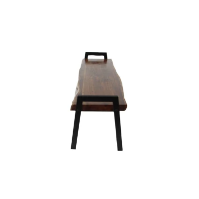 Natural Wooden Bench Brown - Olivia & May 2 Natural Wooden Bench Brown - Olivia & May - Image 2