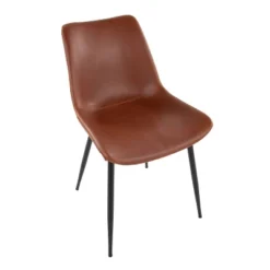 Set Of 2 Durango Dining Chairs Black/Cognac: Vintage Faux Leather, Metal Legs - LumiSource -Baxton Studio Shop GUEST 82842b35 6a9b 44cd 8630 e4cf171f73fd