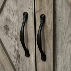 HOMCOM 32" Farmhouse Barn Door Style Sideboard, Buffet Cabinet, Coffee Bar For Kitchen, Living Room Or Entryway, Gray Wash -Baxton Studio Shop GUEST 82c9fde8 6327 4217 a3a4 bc44f9a87638