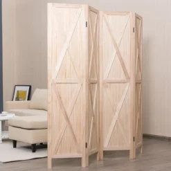 Costway 4Panels Folding Wooden Divider W/x-shaped Design 5.6 Ft Tall Brown -Baxton Studio Shop GUEST 82db9e32 e9ec 4808 87ae b55f59e5764d