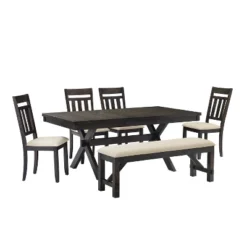 Hayden 6pc Extendable Dining Set With Bench And 4 Slat Back Chairs Slate - Crosley 20 Hayden 6pc Extendable Dining Set With Bench And 4 Slat Back Chairs Slate - Crosley -Baxton Studio Shop GUEST 82dd7e99 01b9 4fc3 bf94 d714642d284f
