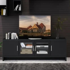 Costway TV Stand Media Entertainment Center For TV's Up To 70'' W/ Storage Cabinet -Baxton Studio Shop GUEST 82f9dbff 4481 4617 b7bf 0ea11f82d29a