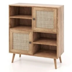 Costway Rattan Buffet Sideboard Accent Storage Cabinet Coffee Bar Cabinet Doors Cubbies -Baxton Studio Shop GUEST 831a5595 bae4 4797 9e52 3960bb6d7322