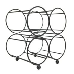 Black Metal Wine Bottle Holder - Foreside Home & Garden