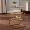 Woobal Glass Top End Table With Storage Brass - Aiden Lane