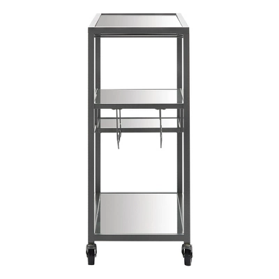 Estelle Step Tier Metal And Glass Bar Cart - Inspire Q 2 Estelle Step Tier Metal And Glass Bar Cart - Inspire Q - Image 2