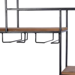 Metal Geometric 7 Bottle Wall Wine Rack With 5 Glass Holder Slots Black - Olivia & May -Baxton Studio Shop GUEST 835a57f1 77d6 45fc 87b9 e9b0eda61562