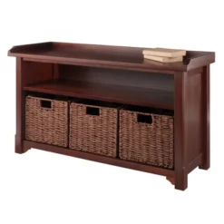 22.05" 4pc Milan Storage Hall Bench With Baskets Walnut - Winsome -Baxton Studio Shop GUEST 8369c163 f29c 4b41 adf9 42f22415b1e3
