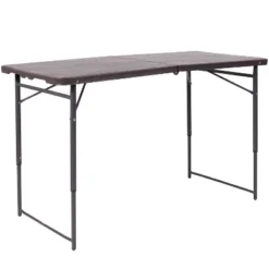 Flash Furniture 4-Foot Height Adjustable Bi-Fold Dark Gray Plastic Folding Table With Carrying Handle -Baxton Studio Shop GUEST 838a87a5 de88 49f6 ab03 6a29a6ef5324