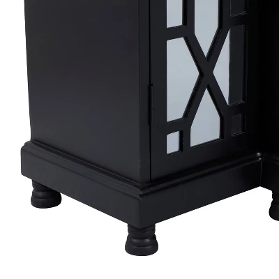 Glam Mirror And Wood Storage Cabinet Black - Olivia & May 5 Glam Mirror And Wood Storage Cabinet Black - Olivia & May - Image 5
