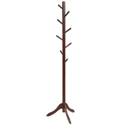 Costway Wooden Coat Rack Stand Entryway Hall Tree 2 Adjustable Height W/ 8 Hooks GrayBrown -Baxton Studio Shop GUEST 83e65e33 1945 460b 995e 8b3d9fd23c98